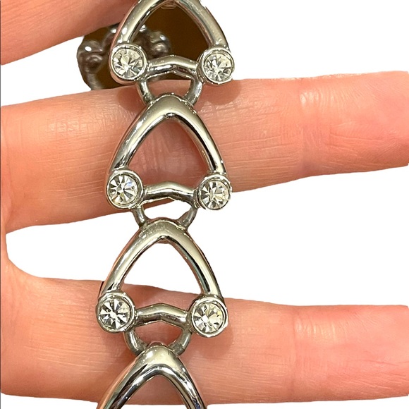 Vintage 1980s Swarovski authentic silver crystal heart bracelet Swan - Picture 3 of 15